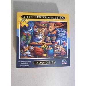 DOWDLE-300 Piece Puzzle -"KITTENS KNITTIN' MITTENS" In Original Box - New/Sealed